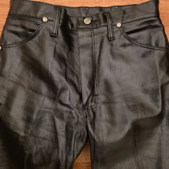 Wrangler Y2K glossy waxed biker jeans 🖤 made in USA leather-look pants - Picture 7 of 8